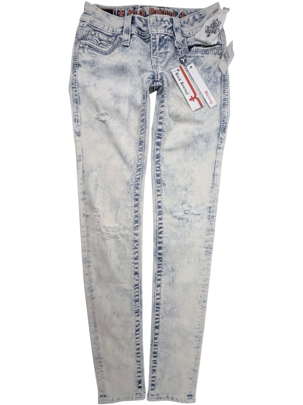 Rock Revival Womens Skinny Jeans 25 Light Blue White RJ6003S2